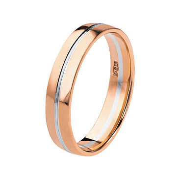 Двухсплавное обручальное кольцо из красного и белого золота 450-000-879
