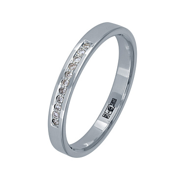Обручальное кольцо прямое из белого золота с бриллиантами 212-110-306