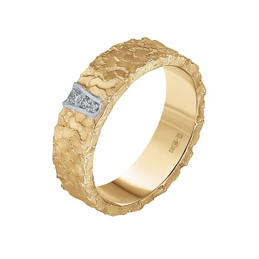 Дизайнерское обручальное кольцо из желтого и белого золота с бриллиантами 931865Б 