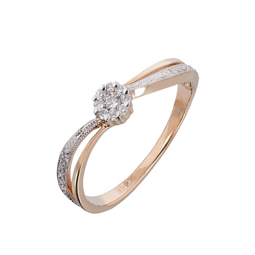 Помолвочное кольцо из красного золота с бриллиантами 911168Б