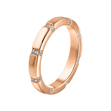 Обручальное кольцо из красного золота с бриллиантами 911555Б