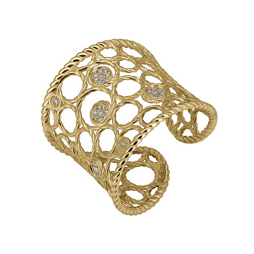 Эксклюзивное кольцо из желтого золота с бриллиантами 931907Б