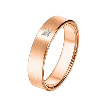 Обручальное кольцо из красного золота с бриллиантом 202-010-356