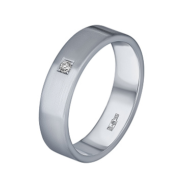 Обручальное кольцо из белого золота с бриллиантом 212-010-356