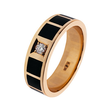 Эксклюзивное кольцо с черной эмалью 911511Б