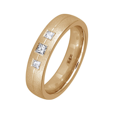 Обручальное кольцо из красного золота с бриллиантами 202-030-486