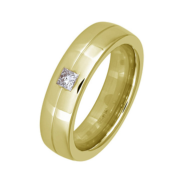 Обручальное кольцо из желтого золота с бриллиантом 222-010-473