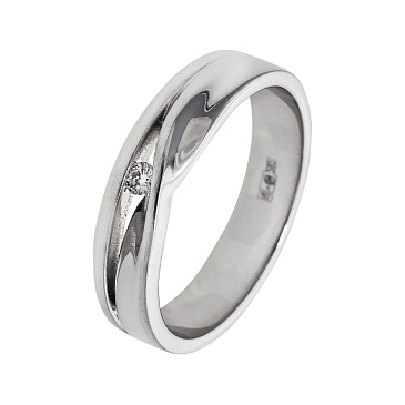 Обручальное кольцо из белого золота с бриллиантом 921496Б