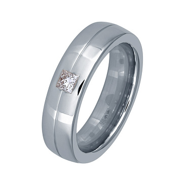 Обручальное кольцо из белого золота с бриллиантом 212-010-473