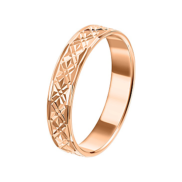 Обручальное кольцо из красного золота с алмазной гранью 200-000-128