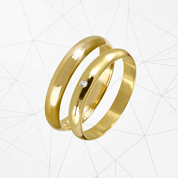 Парные обручальные кольца классические из желтого золота