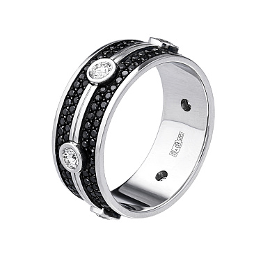 Эксклюзивное кольцо в черных бриллиантах 921590ЧБ