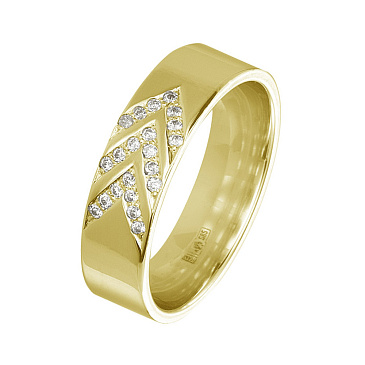 Обручальное кольцо из желтого золота с бриллиантами 222-210-360