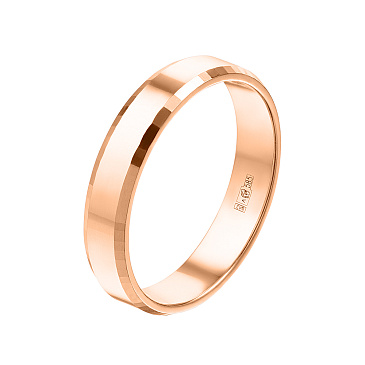 Обручальное кольцо из красного золота без камней 200-000-454