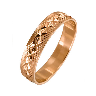 Обручальное кольцо из красного золота с алмазной гранью 200-000-950