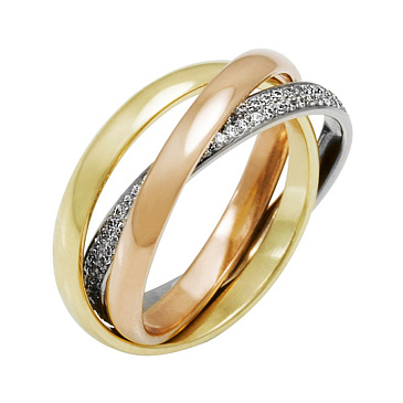 Обручальное тройное кольцо тринити с бриллиантами 492-145-939