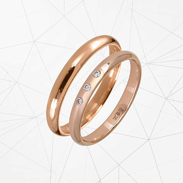 Парные обручальные кольца классические узкие из красного золота