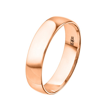 Обручальное кольцо классическое из красного золота 5 мм 200-000-357