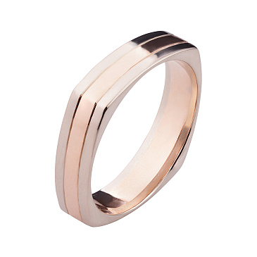 Обручальное кольцо из белого и красного золота квадратное 780-000-228